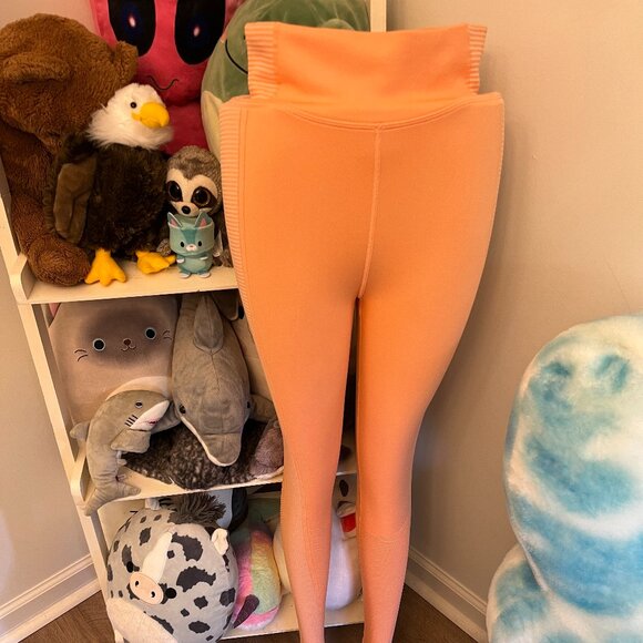 Aerie Offline Leggings Womens Small Orange Seamless 7/8 High Rise Solid Stretch - Picture 1 of 4